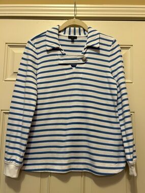 Talbots Petite Blue and White Stripe Top